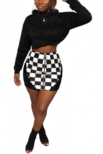 black and white bodycon skirt