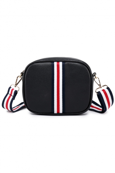 Fashion Classic Colorblock Stripe Patched Zipper Crossbody Shoulder Bag 19*5.5*15 CM