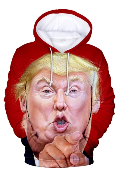 Funny Portrait Trump 3D Pattern Long Sleeve Unisex Pullover Hoodie