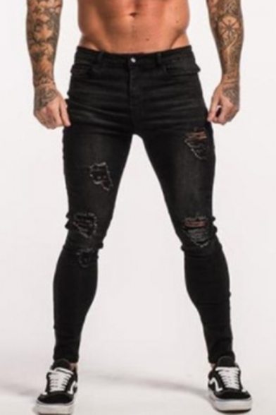 black ripped jeans mens outfit