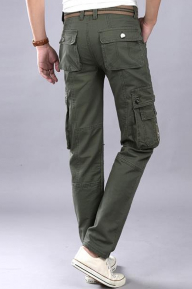 Yayu Men Outdoor Multi-Pocket Rugged Straight Work Cotton Cargo Pants 