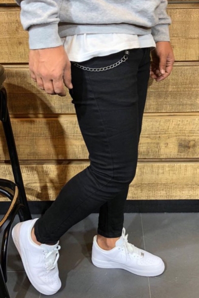 Men's Simple Fashion Solid Color Skinny Fit Trendy Casual Pencil Pants