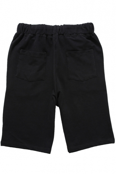 Men's Summer Hot Fashion Wolf Printed Drawstring Waist Cotton Blend Casual Sweat Shorts