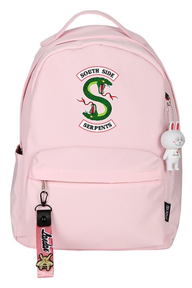 Popular South Side Snake Logo Printed Students School Bag Backpack with Pendant 29*14*41cm
