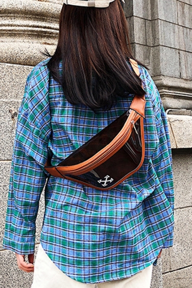 Simple Fashion Printed Transparent Chest Bag Belt Bag With Zipper 38*16*2 CM