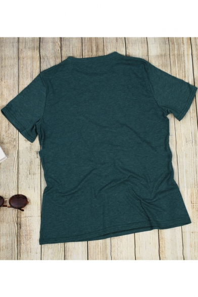 Summer Green Fashion Letter KEEP IT SIMPLE Print Round Neck Short Sleeve Tee
