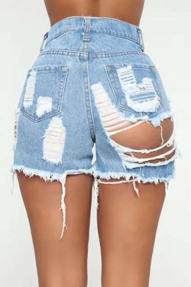 Summer Womens Sexy High Rise Destroyed Ripped Hot Pants Denim Shorts