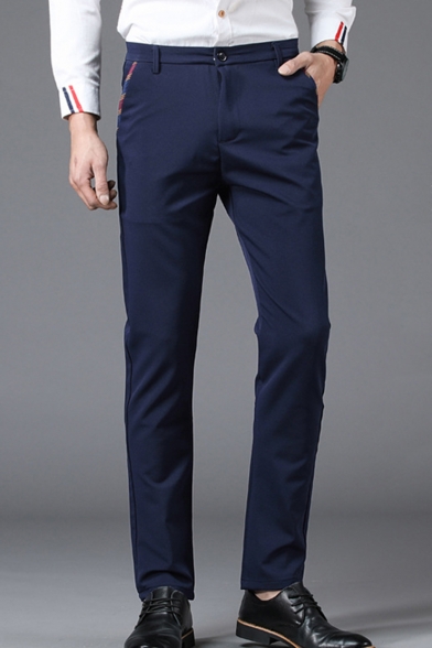 Basic Simple Plain Men's Comfortable Straight Fitted Tailored Suit Pants Business Dress Pant