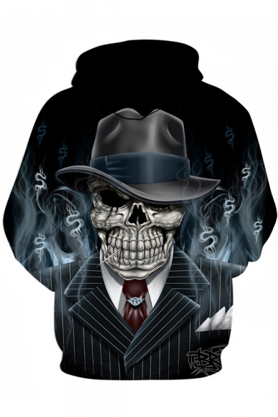 Funny Black Blazer Skull Figure 3D Print Casual Loose Unisex Hoodie