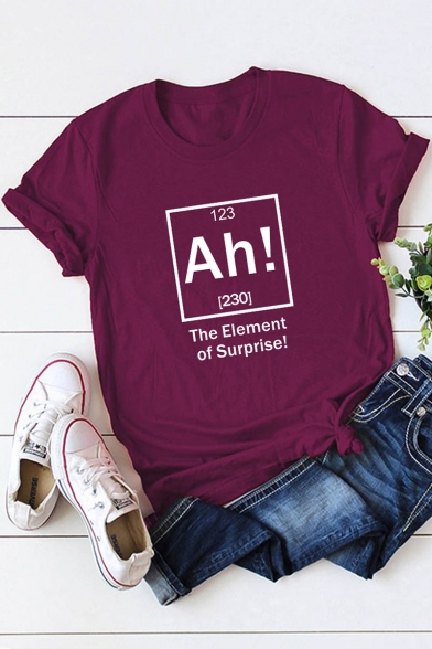 Funny Chemical Element AH Pattern Short Sleeve Cotton Loose Tee