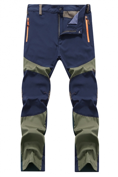 Guys Popular Fashion Colorblock Zipped Pocket Outdoor Waterproof Gore-trousers Hiking Pants