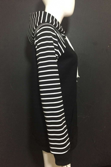 Hot Popular Striped Long Sleeve Womens Regular Fit Sport Loose Hoodie