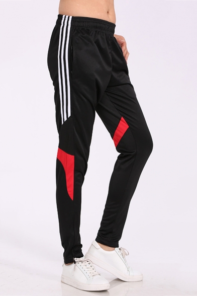 Men's Fashion Colorblock Striped Side Elastic Waist Running Sports Track Pants for Men