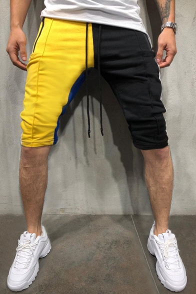 Men's Personalized Fashion Colorblock Drawstring Waist Slim Fit Sweat Shorts