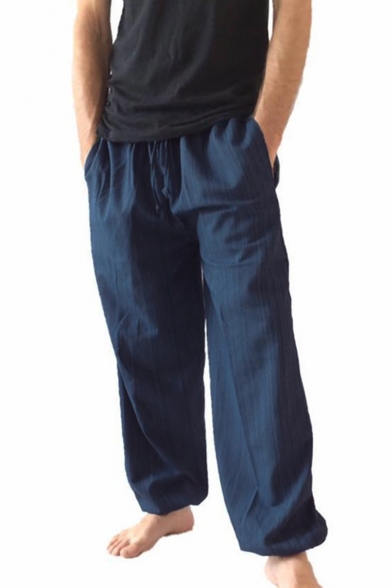 Men's Popular Fashion Simple Plain Loose Fit Casual Wide Leg Pants