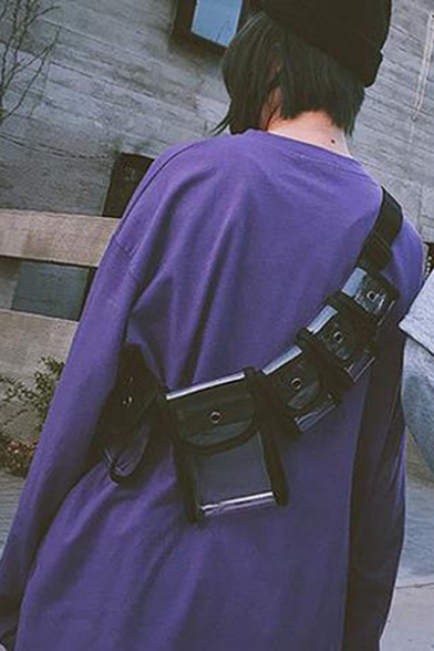 New Fashion Plain Multi-pocket Transparent Tactical Crossbody Belt Bag 40*4*16 CM