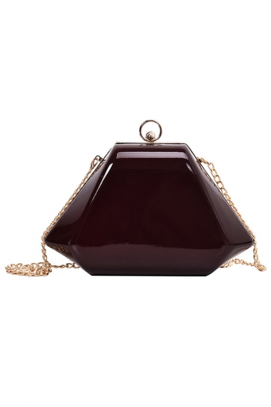 New Fashion Solid Color Personalized Polygon Crossbody Clutch Bag with Chain Strap 25*15*8 CM