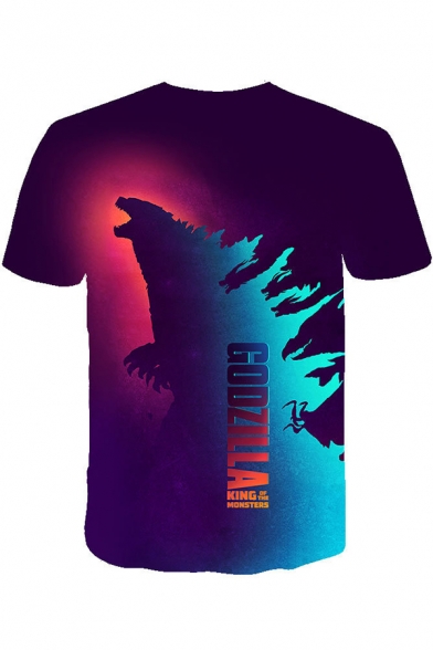 New Popular King of the Monsters 3D Printed Short Sleeve Purple T-Shirt