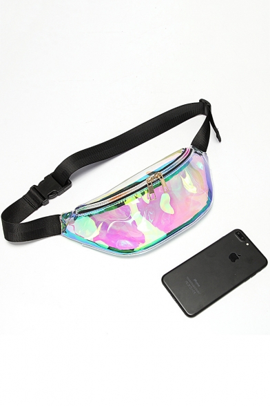 New Trendy Solid Color Multifunctional Transparent Laser Beach Bag PVC Belt Bag 29*11.5*7 CM