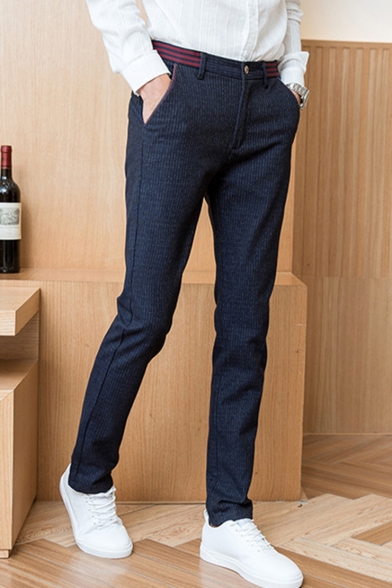 Popular Fashion Vintage Plaid Pattern Slim Fitted Business Dress Pants for Men
