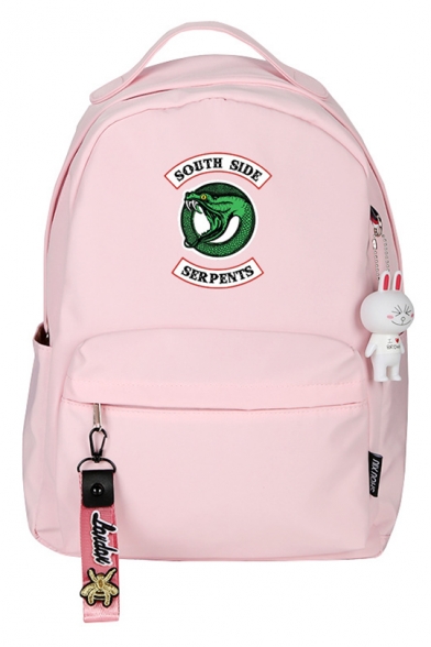 Popular South Side Snake Logo Printed Students School Bag Backpack with Pendant 29*14*41cm