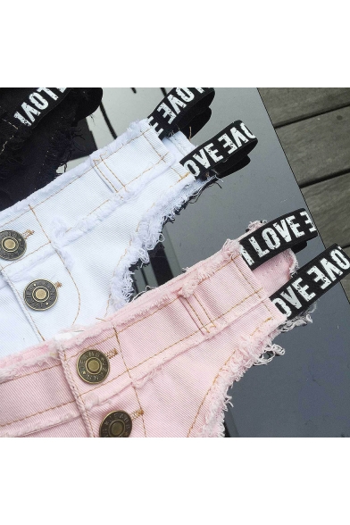 Summer Fashion Unique Letter Strap Sexy Night Club Hot Pants Jeans Denim Shorts
