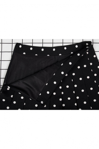 Summer Girls Trendy Polka Dot Pattern Short Mini A-Line Pleated Skirt