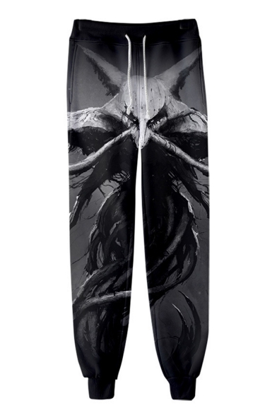 Trendy Horrible 3D Printed Drawstring Waist Casual Joggers Sweatpants