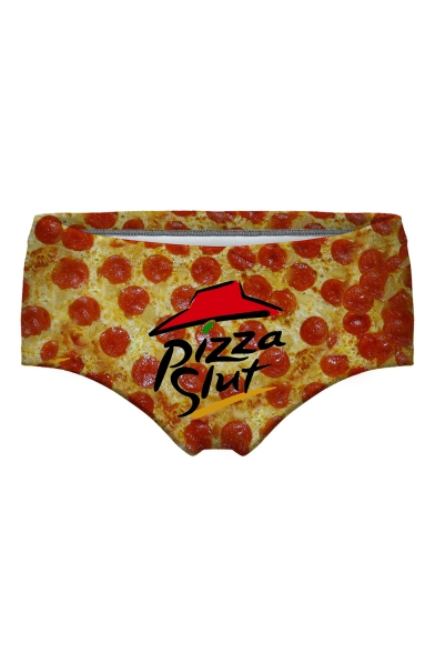 Womens New Fashion Pizza Slut 3D Printed Sexy Panty Shorts