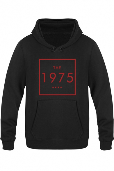 Fashion Square Letter THE 1975 Printed Long Sleeve Regular Fitted Hoodie