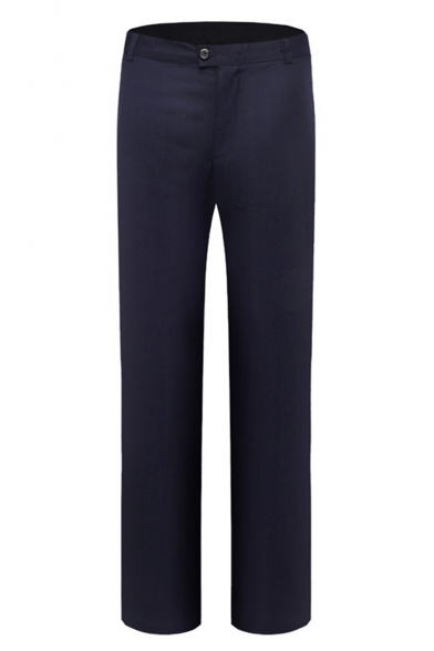 Men's Fashion Simple Plain Straight-Leg Tailored Business Dress Pants