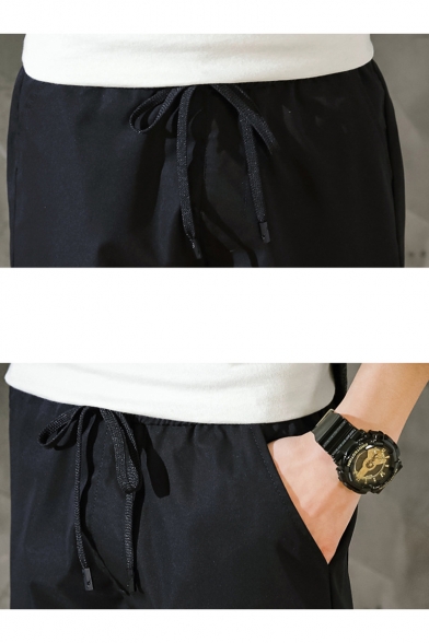 Men's New Stylish Large Flap Pocket Side Drawstring Waist Velcro Cuffs Casual Cargo Pants