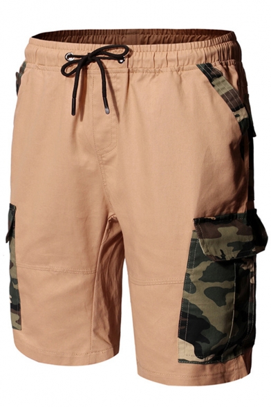 Men's Popular Fashion Camouflage Printed Flap Pocket Patched Drawstring Waist Men's Casual Cargo Shorts