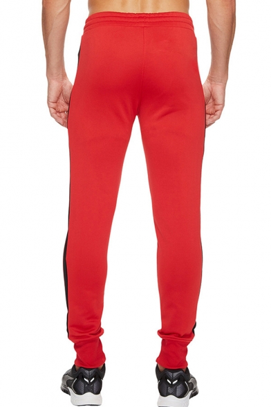 Men's Popular Fashion Colorblock Patched Side Elastic Waist Casual Slim Sweatpants