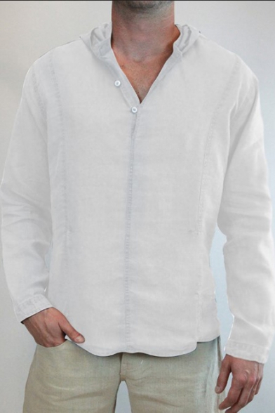 RaanPahMuang Light Cotton Shirt V Collar Long Sleeve 
