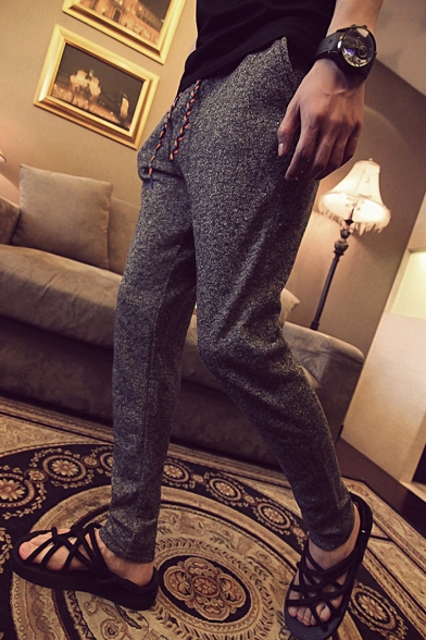 New Fashion Simple Plain Casual Warm Cotton Tapered Sweatpants for Men