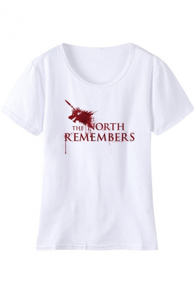 New Stylish Dragon Logo Printed Round Neck Short Sleeve White T-Shirt