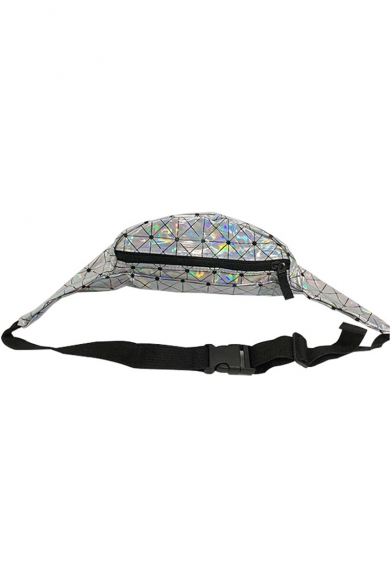 Popular Fashion Geometric Luminous Printed Silver Laser Fanny Pack Belt Bag 21.5*12.5 CM