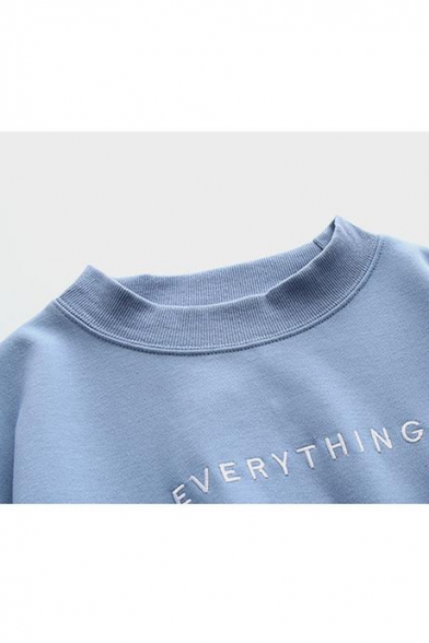 Simple Letter EVERYTHING IS A CHOICE Mock Neck Long Sleeve Pullover Sweatshirt