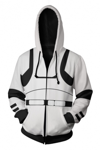 Star Wars Cosplay Costume Long Sleeve Sport Casual White Zip Up Hoodie