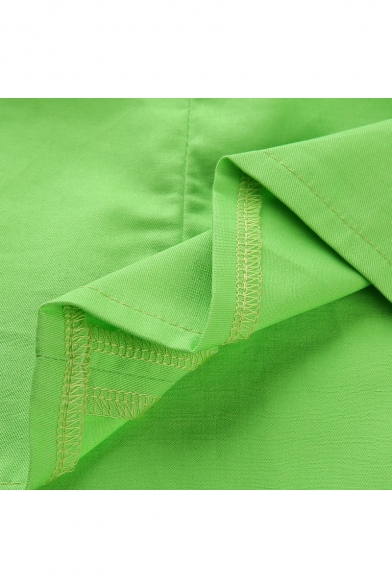 Summer Girls Cool Flourescent Green Simple Plain Zipper Embellished Mini A-Line Skirt