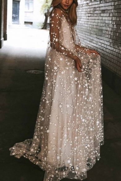 white glitter dress long