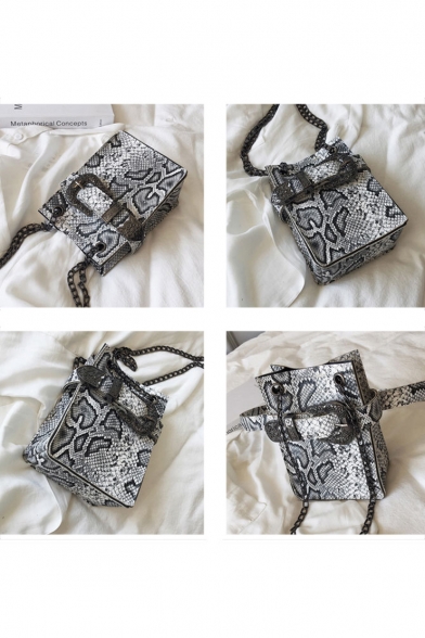 Cool Fashion Snakeskin Pattern Belt Buckle Chain Strap Shoulder Bag Belt Bag 12.5*17.5*7.5 CM