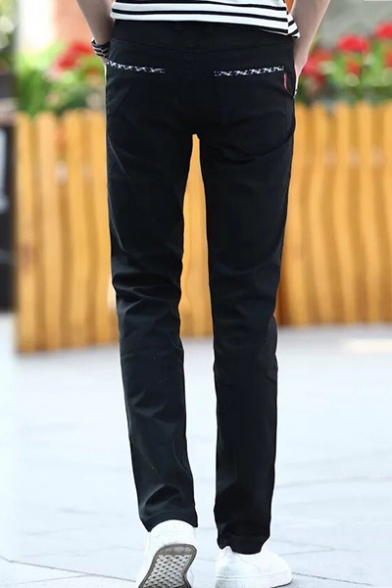 Fashion Printed Trim Slim Fitted Casual Dress Pants for Men