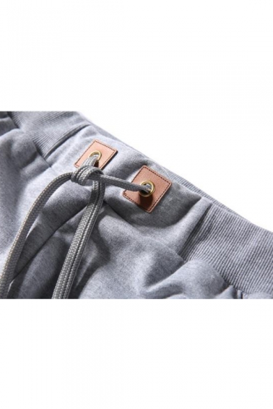 Guys New Fashion Letter Logo Patched Zipped Pocket Drawstring Waist Casual Comfortable Sweatpants