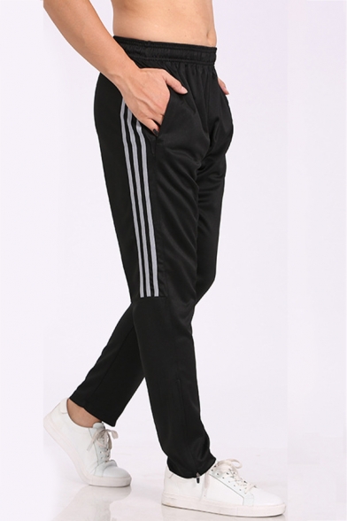 Men's Fashion Contrast Striped Side Elastic Waist Running Sports Track Pants