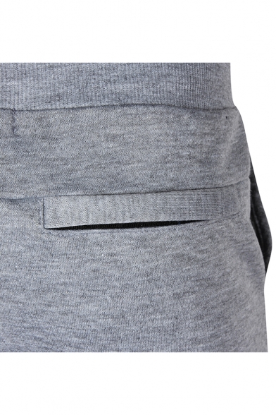 Men's Fashion Simple Plain Knee Pleated Drawstring Waist Casual Cotton Sweatpants