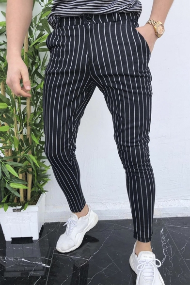 Men's Hot Fashion Stripes Pattern Slim Fit Casual Pencil Pants