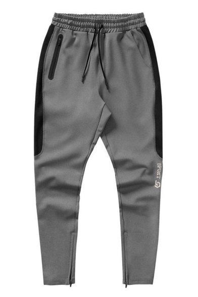 Men's Simple Fashion Colorblock Patched Side Zipped Pocket Drawstring Waist Sports Sweatpants