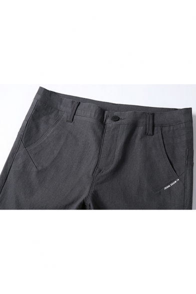 Men's Simple Fashion Letter Stripe Printed Casual Slim Cotton Dress Pants